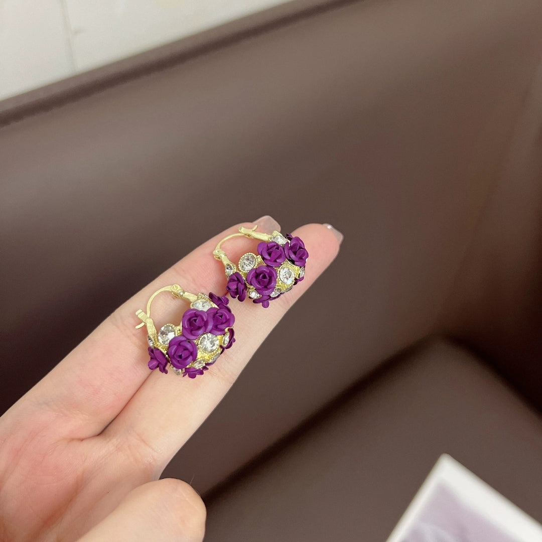 Lavender Bloom Hoops Earrings