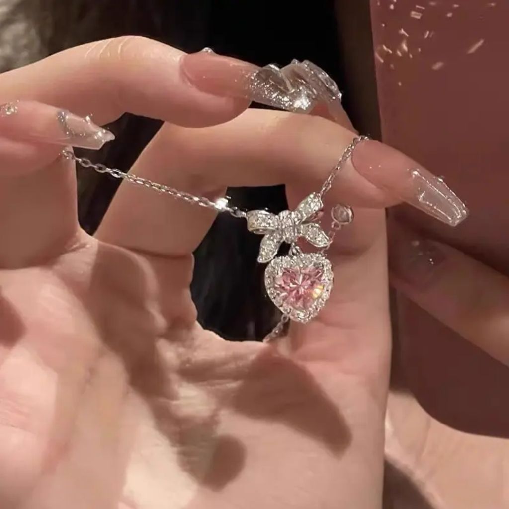 Pink Crystal Love Necklace