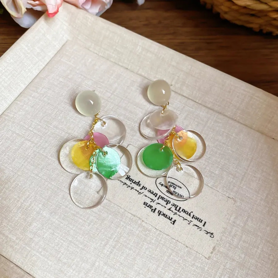 Rainbow Disc Statement Earrings