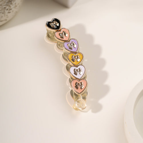 Colorful Heart Bow Hair Claw