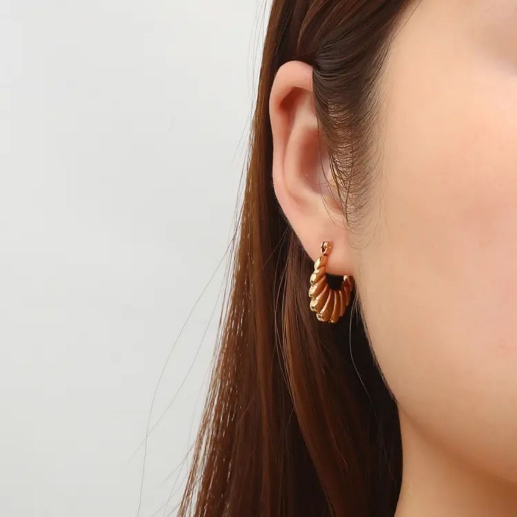Golden Flick Hoops Earrings