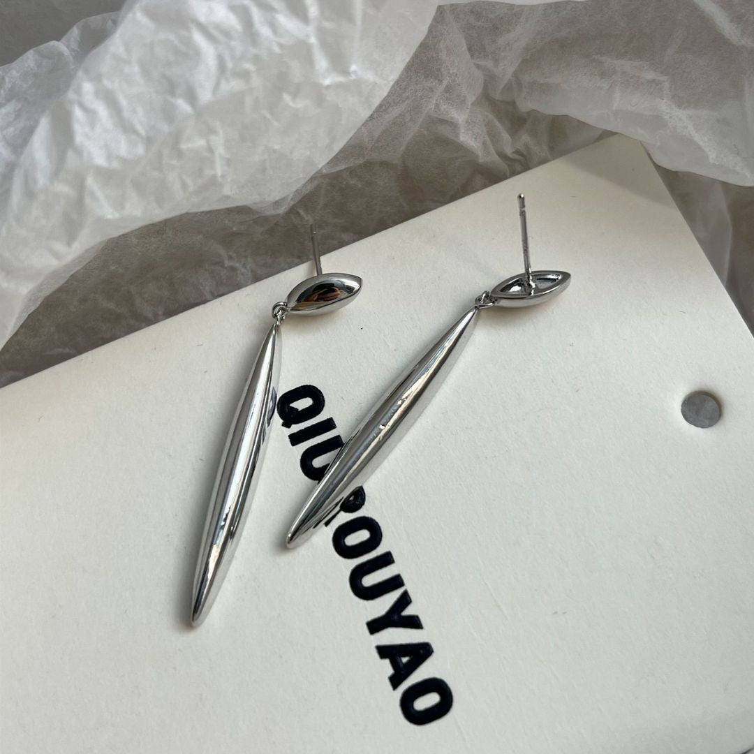 Sleek Silver Drops Earrings