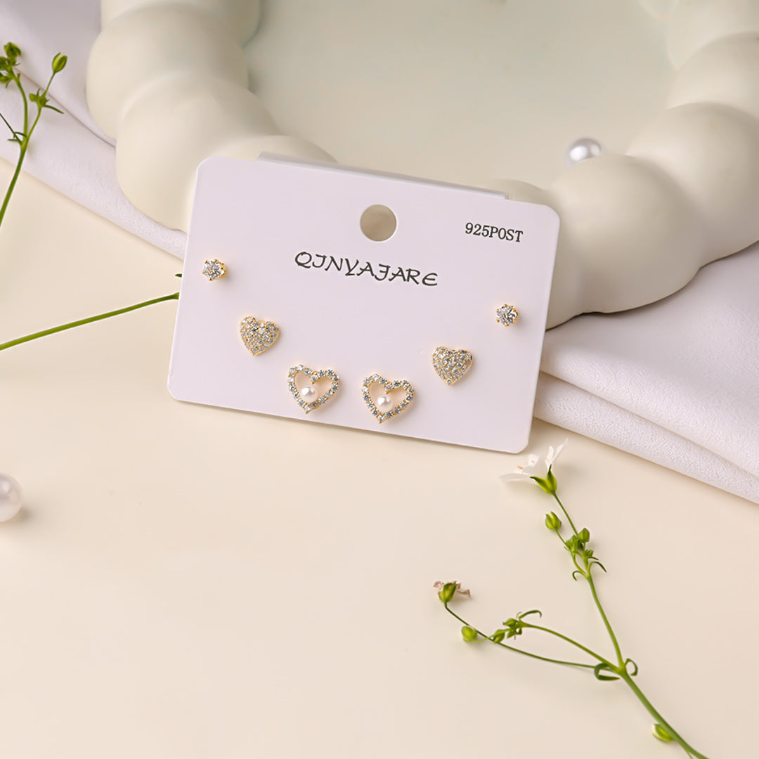 Minimal Heart Combo Earrings