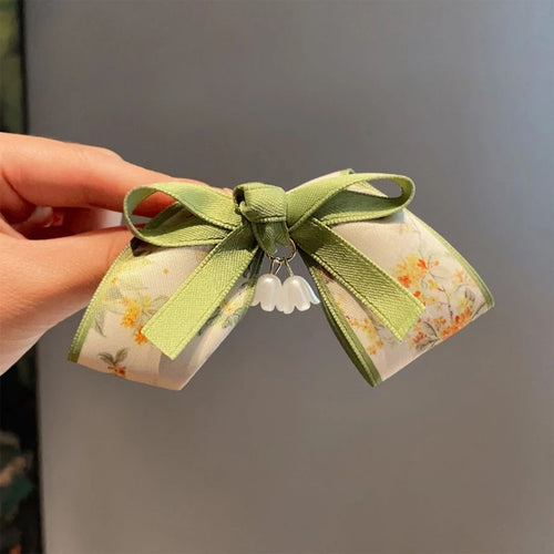 Green Bow Hair Barrette (PACK OF 1)
