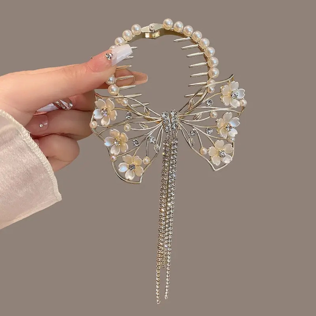 Crystal Butterfly Tassel Hair Claw