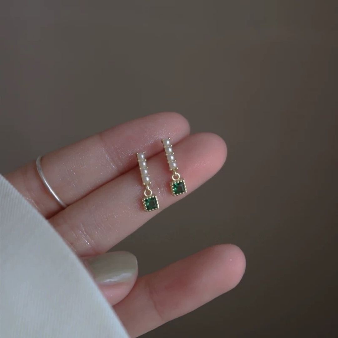 Emerald Line Drops Earrings