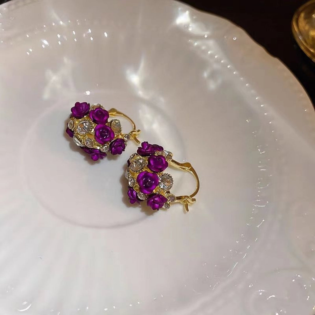 Lavender Bloom Hoops Earrings