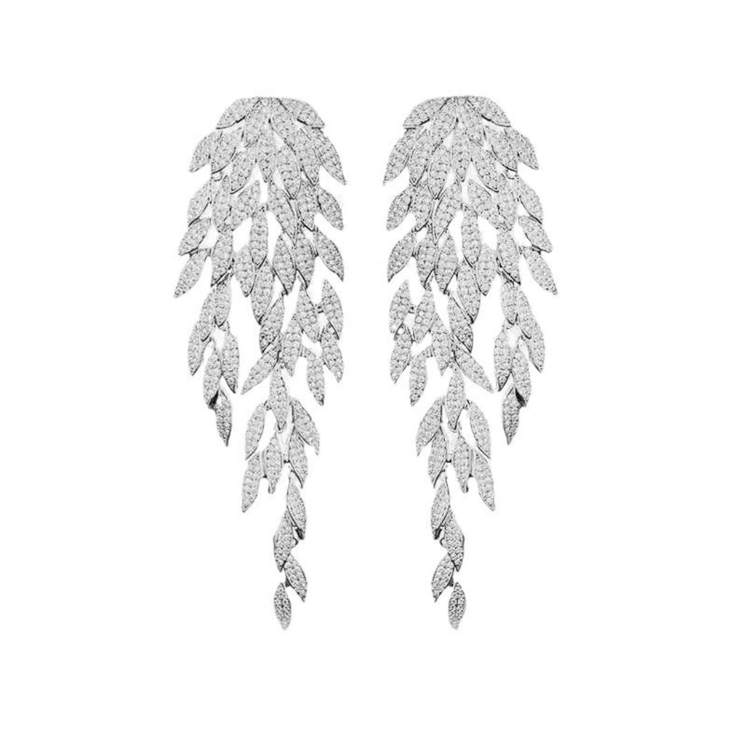 Elegant Crystal Leaf Earrings