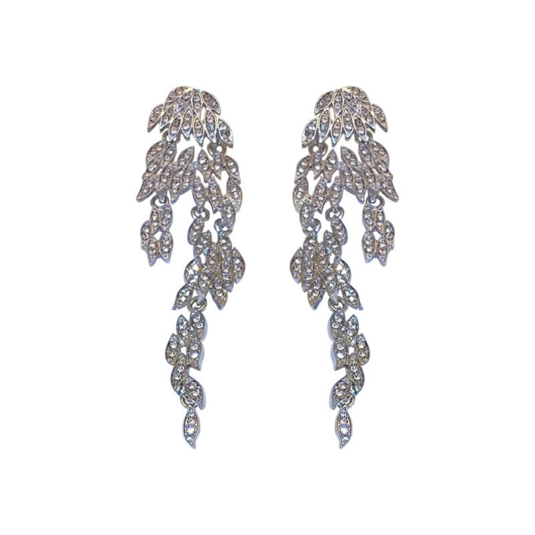 Elegant Crystal Leaf Earrings