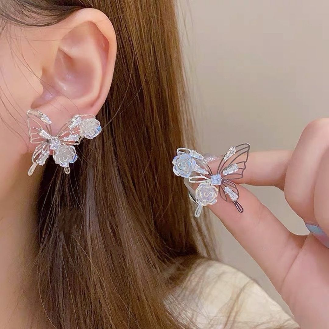 Bling Blossom Butterfly Earrings