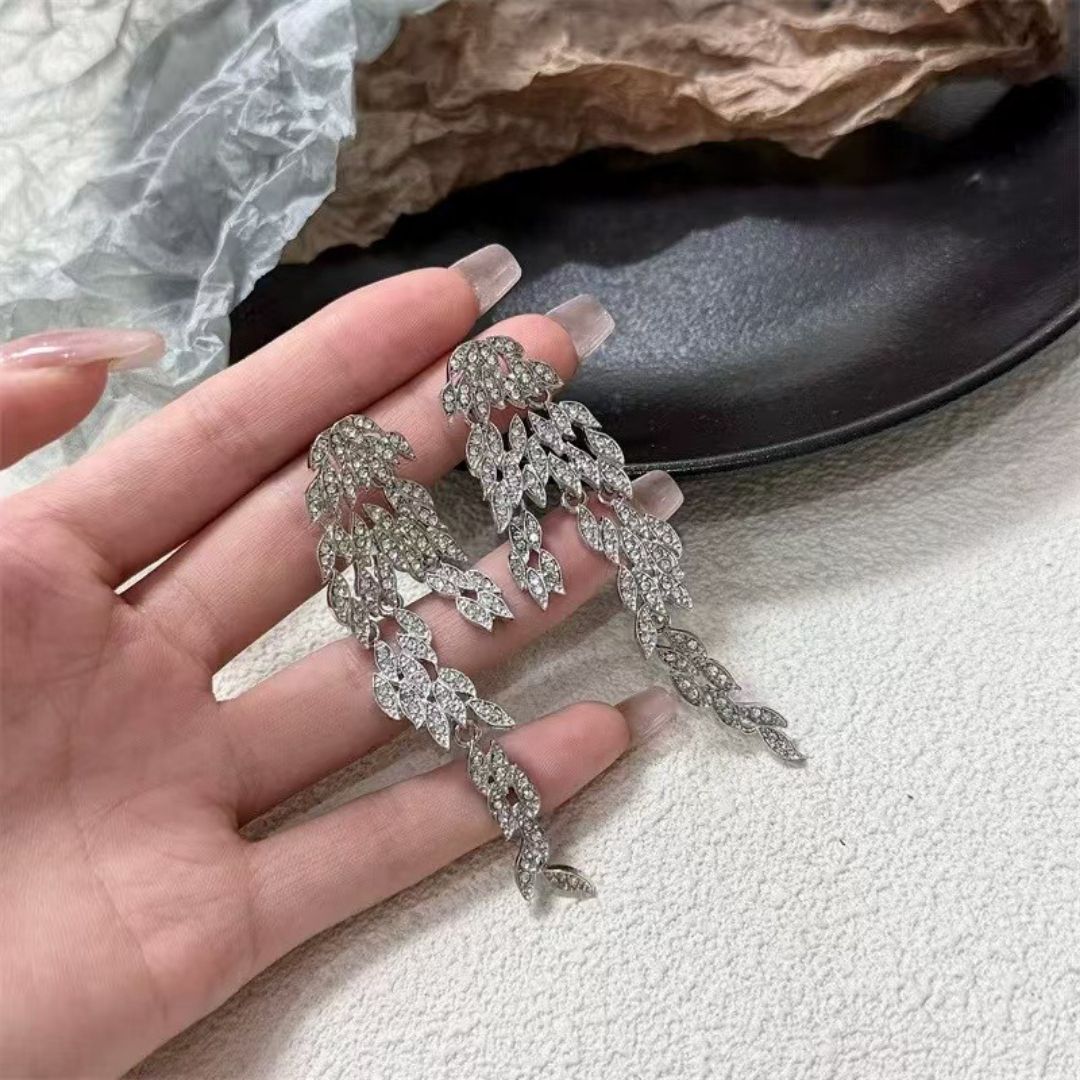 Elegant Crystal Leaf Earrings