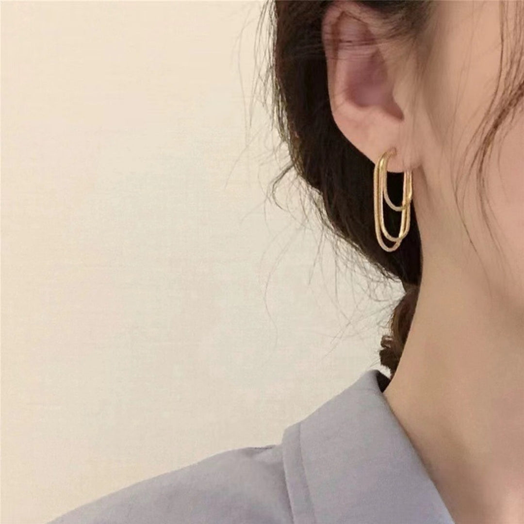 Golden Ripple Hoops Earrings
