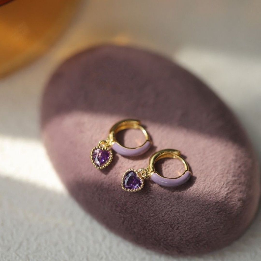 Lilac Heart Earrings