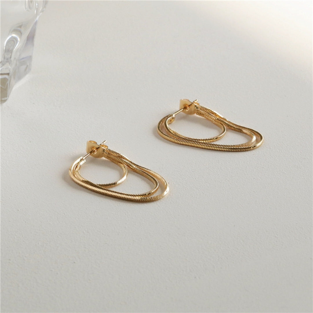 Golden Ripple Hoops Earrings