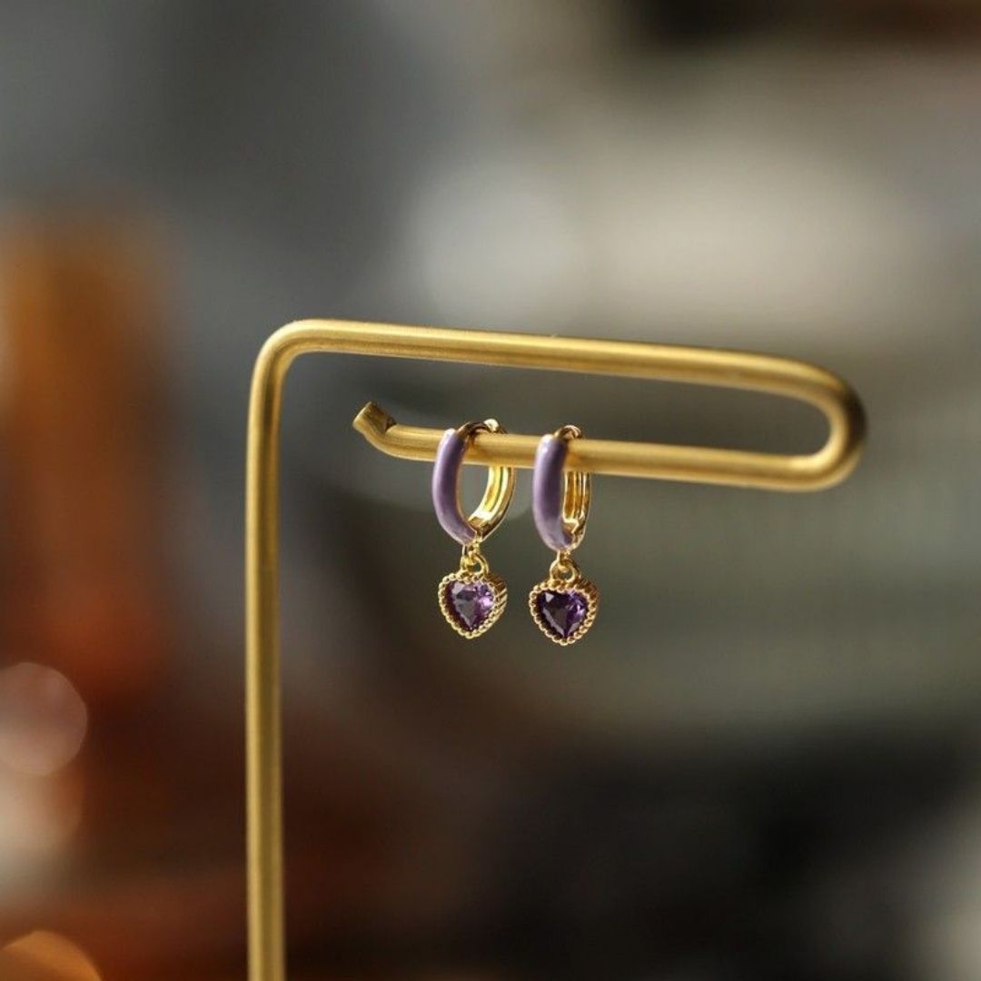 Lilac Heart Earrings