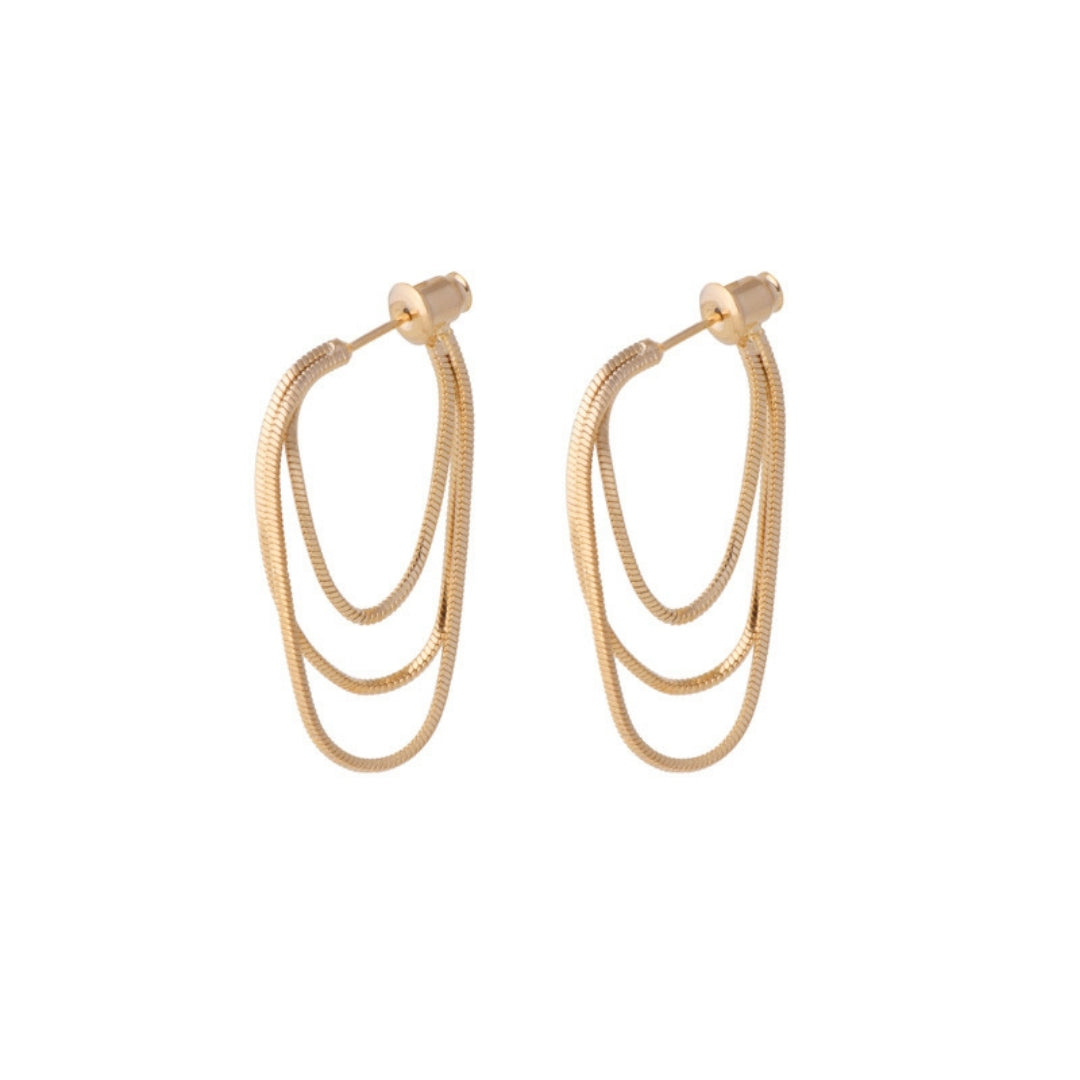Golden Ripple Hoops Earrings