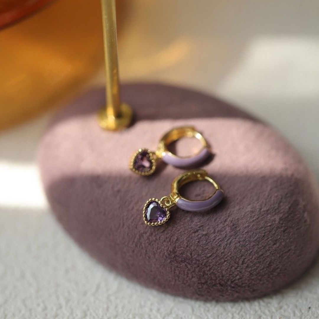 Lilac Heart Earrings