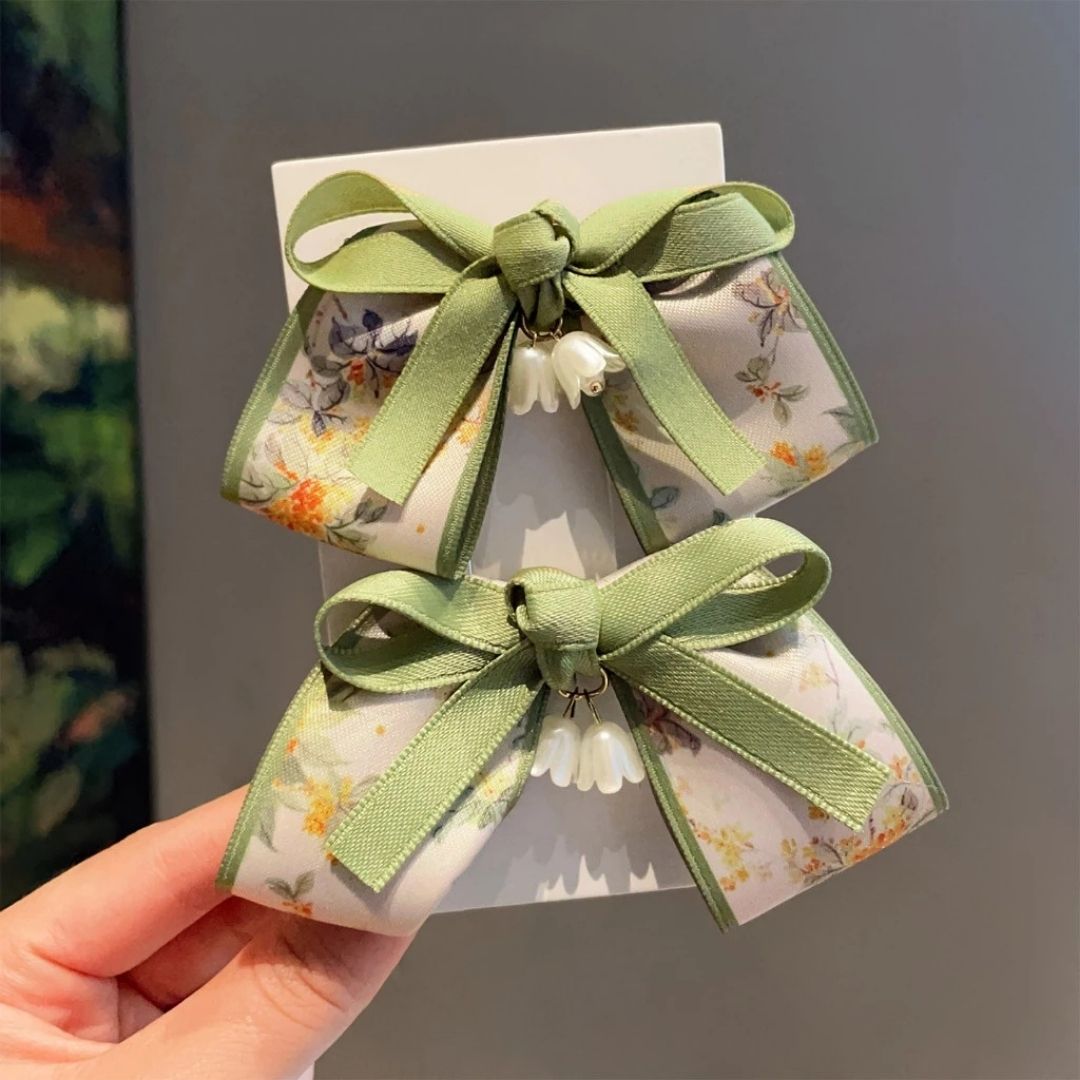 Green Bow Hair Barrette (PACK OF 1)