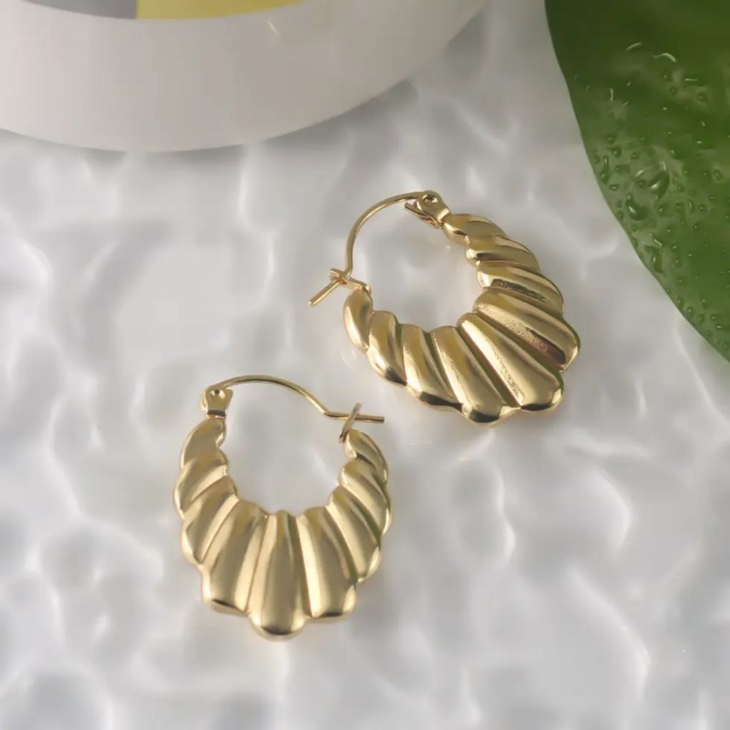 Golden Flick Hoops Earrings