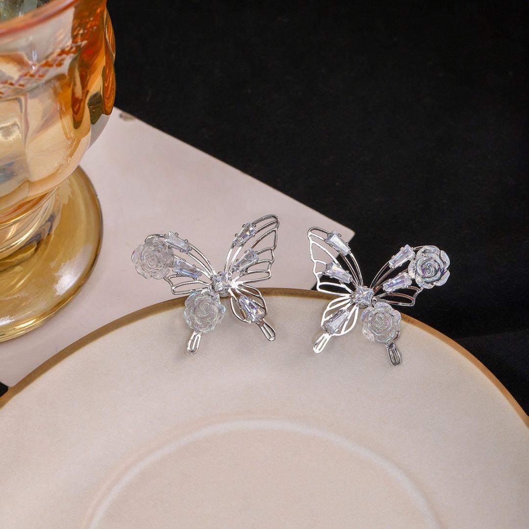 Bling Blossom Butterfly Earrings