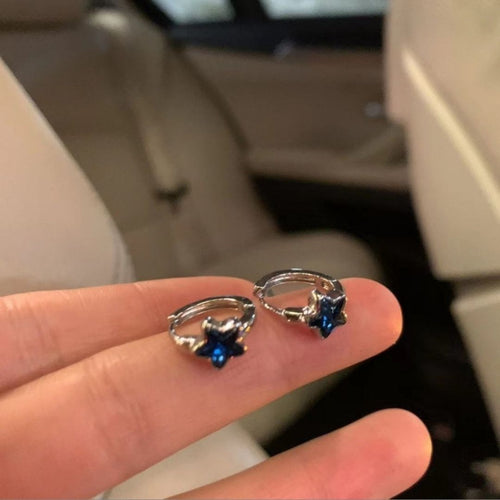 Blue Star Huggie Earrings