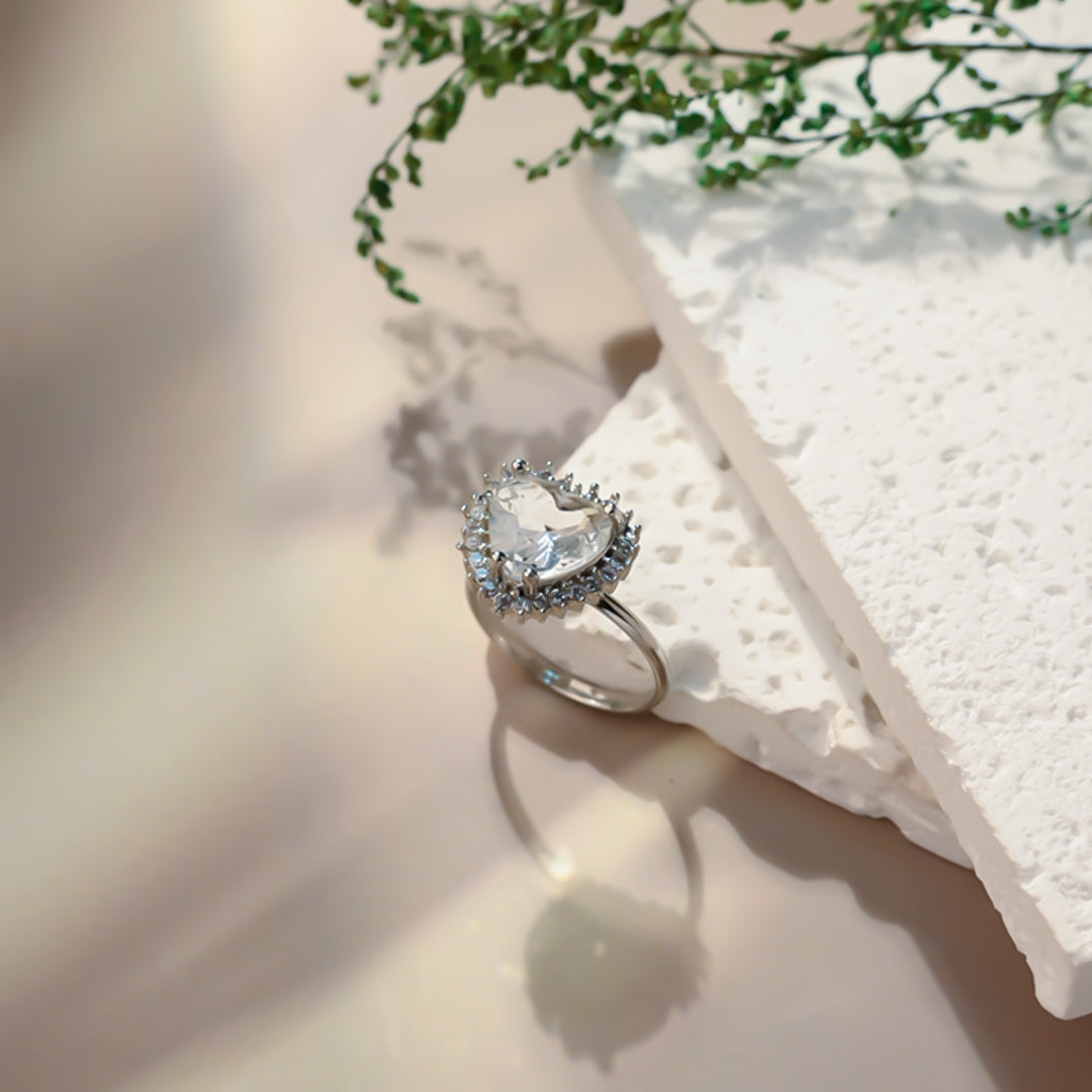 Heart Gem Silver Ring