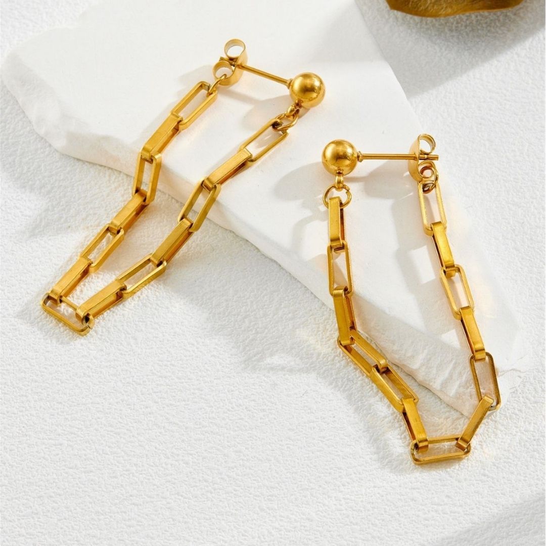 Linear Link Drops Earrings