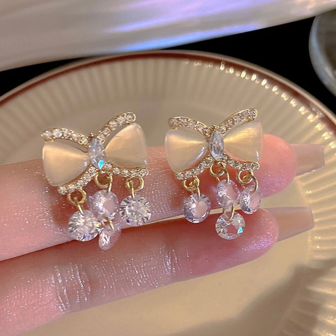 Blush Ribbon Dangles Earrings