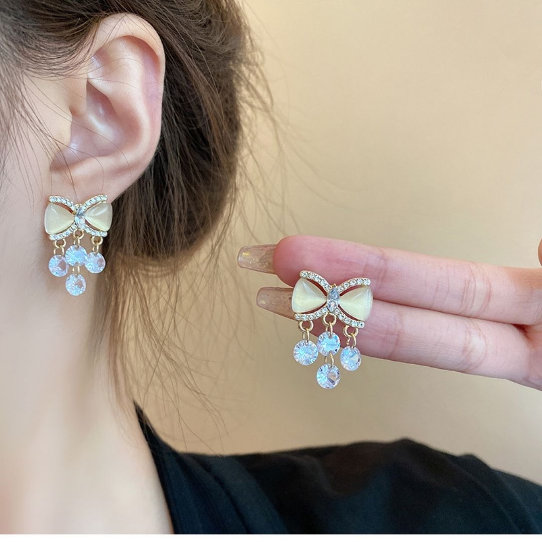 Blush Ribbon Dangles Earrings