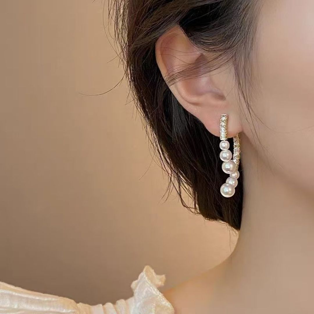 Pearl & Zircon Dangles Earrings