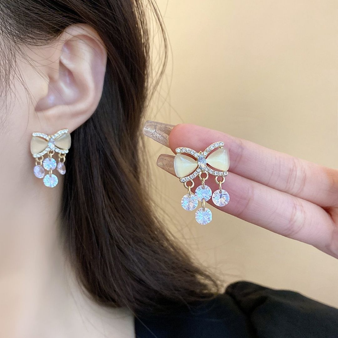 Blush Ribbon Dangles Earrings