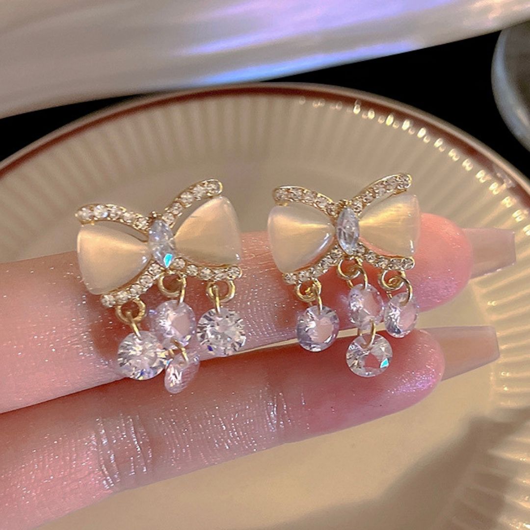 Blush Ribbon Dangles Earrings