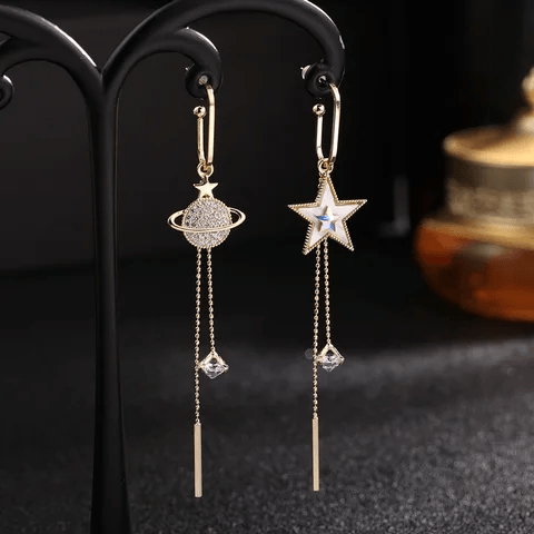 Over The Moon Long Chain Earrings
