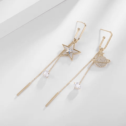 Over The Moon Long Chain Earrings