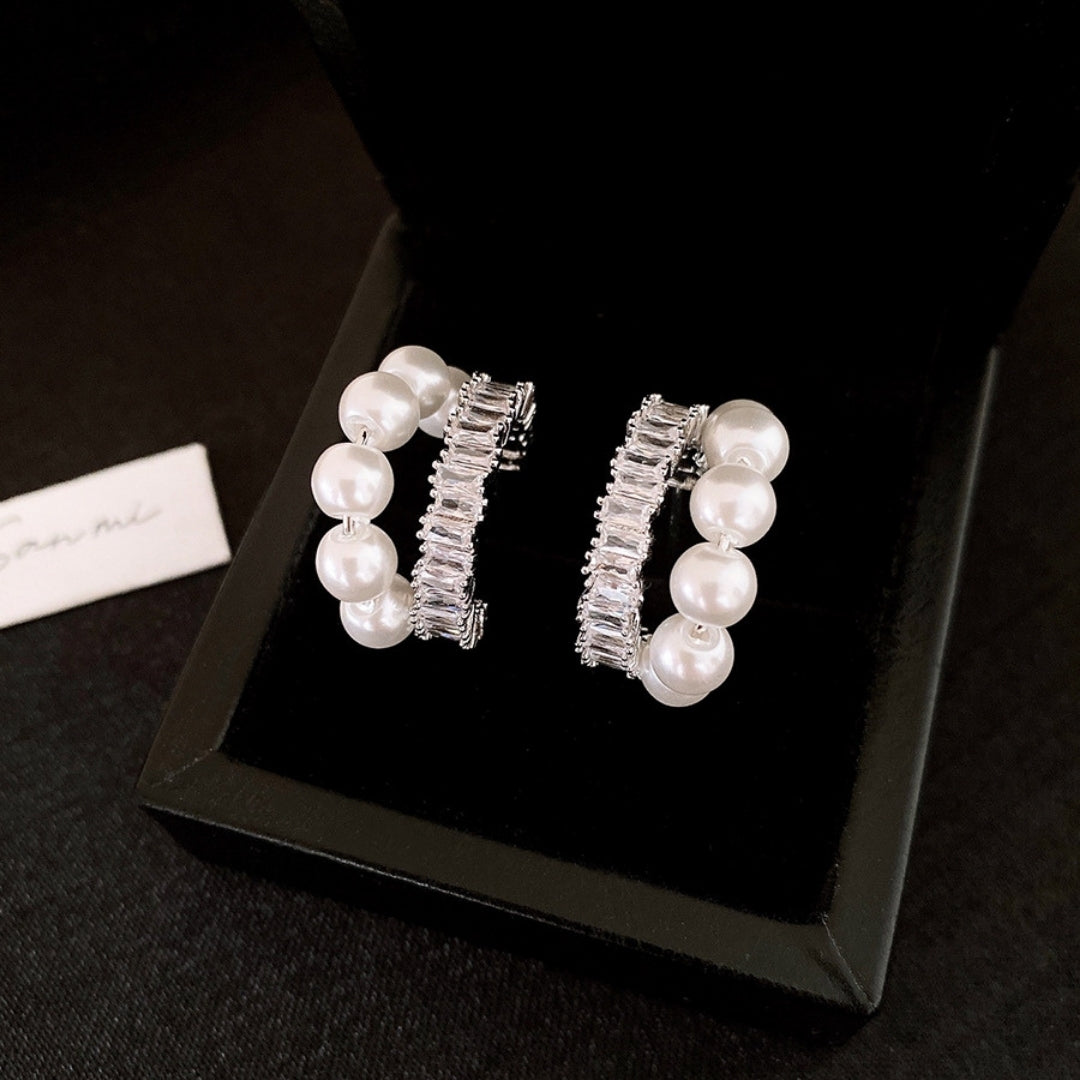 Celestial Pearl Huggies Earrings