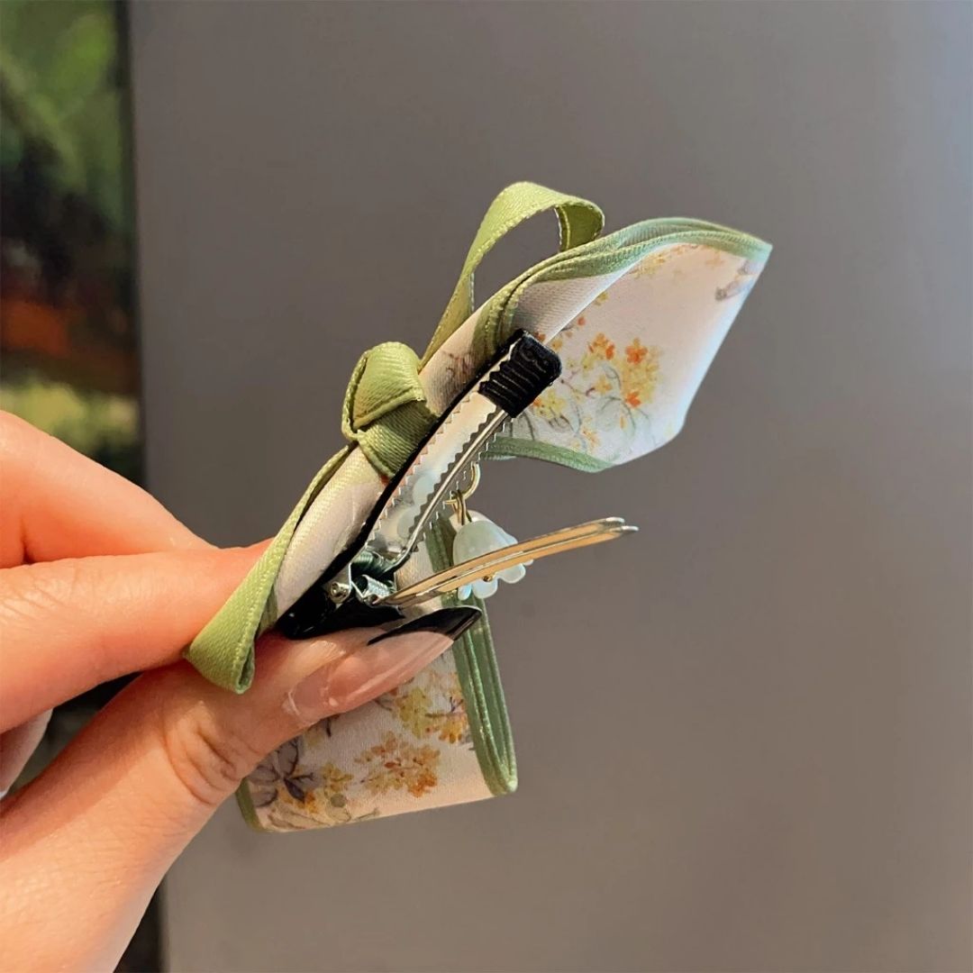 Green Bow Hair Barrette (PACK OF 1)