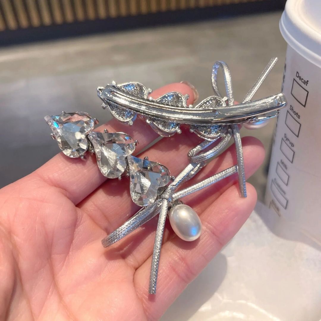 Crystal Hearts Drop Hair Clip (Pack of 2)