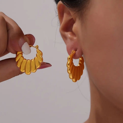 Golden Flick Hoops Earrings