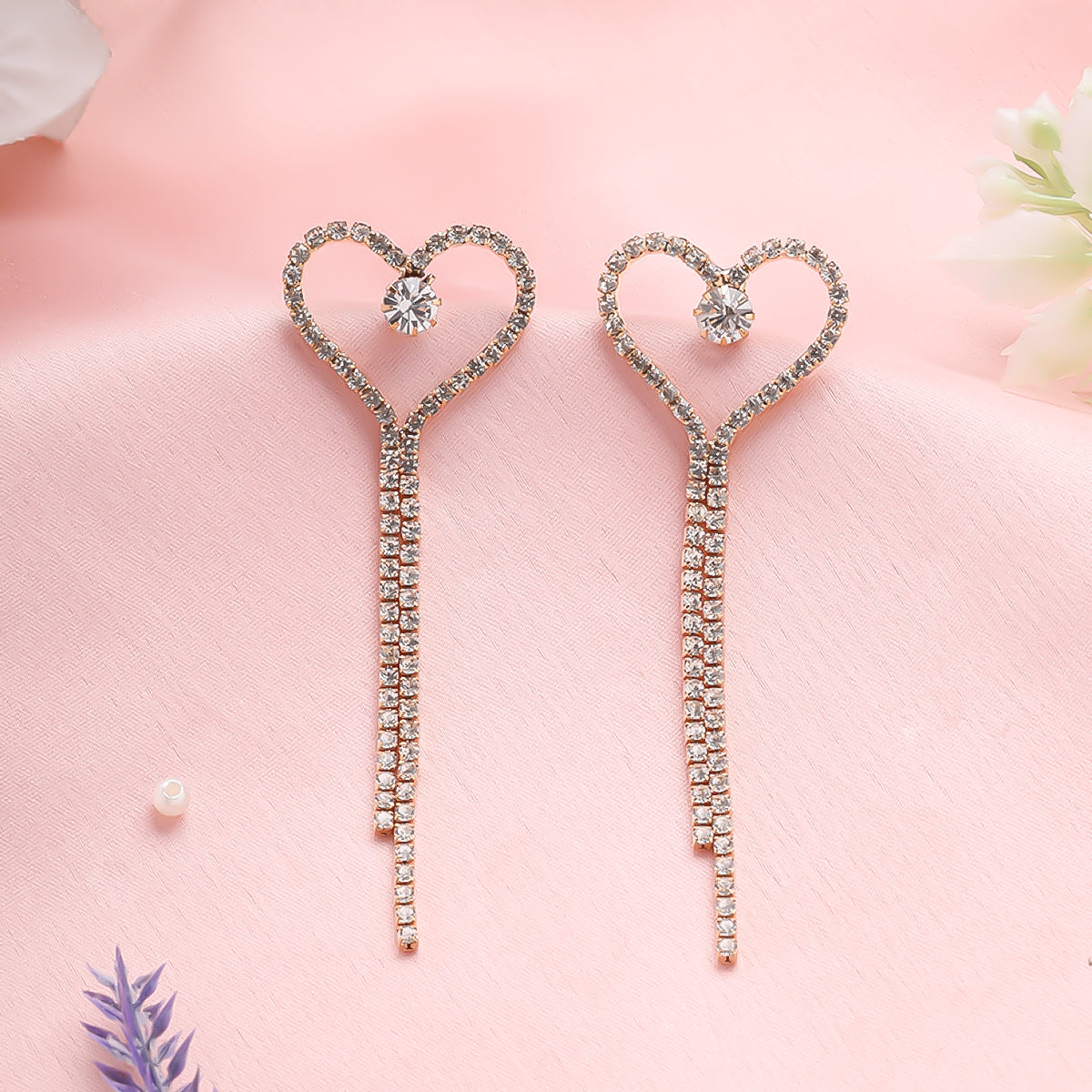 Golden Heart Long Chain Earrings