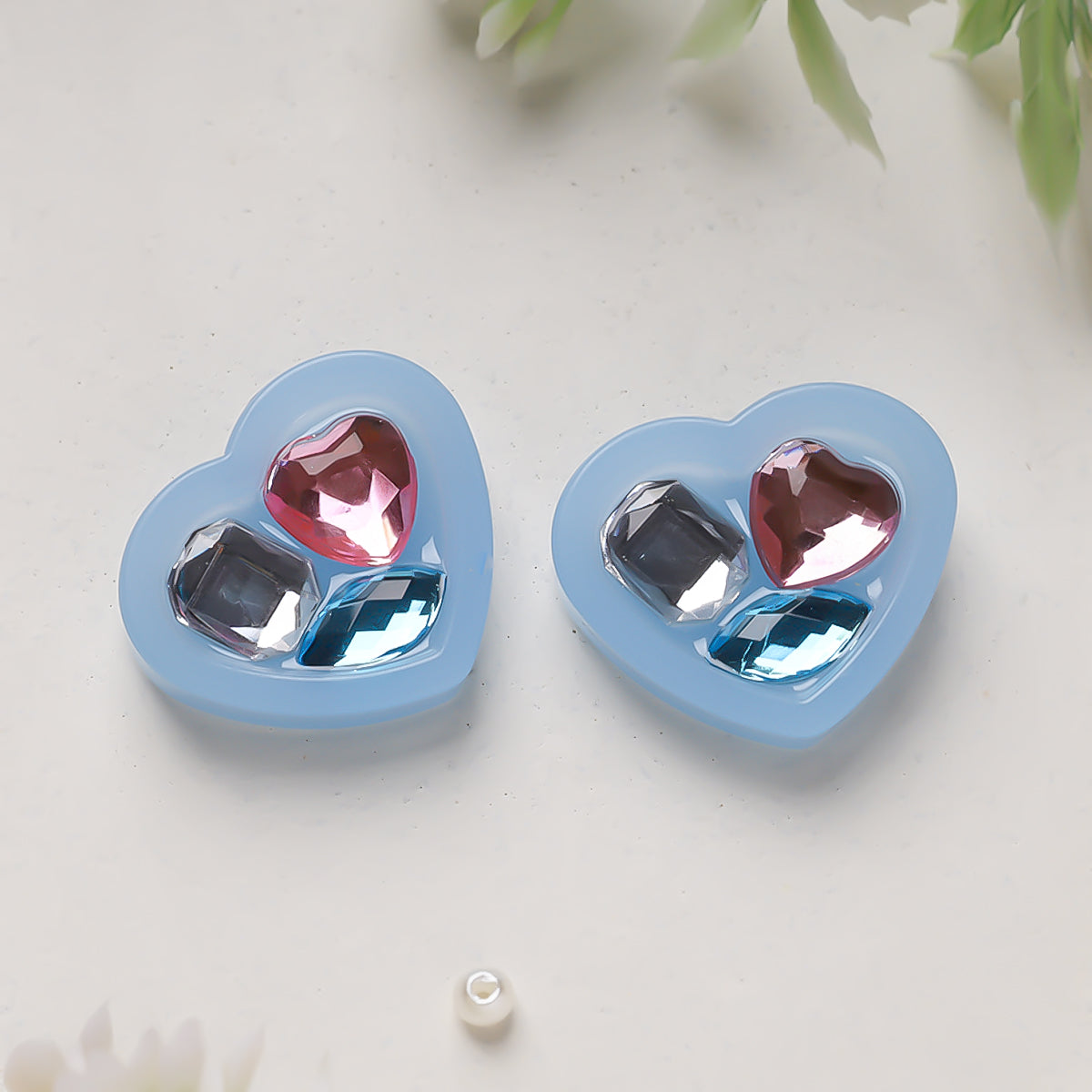 Colored Heart Stud Earrings