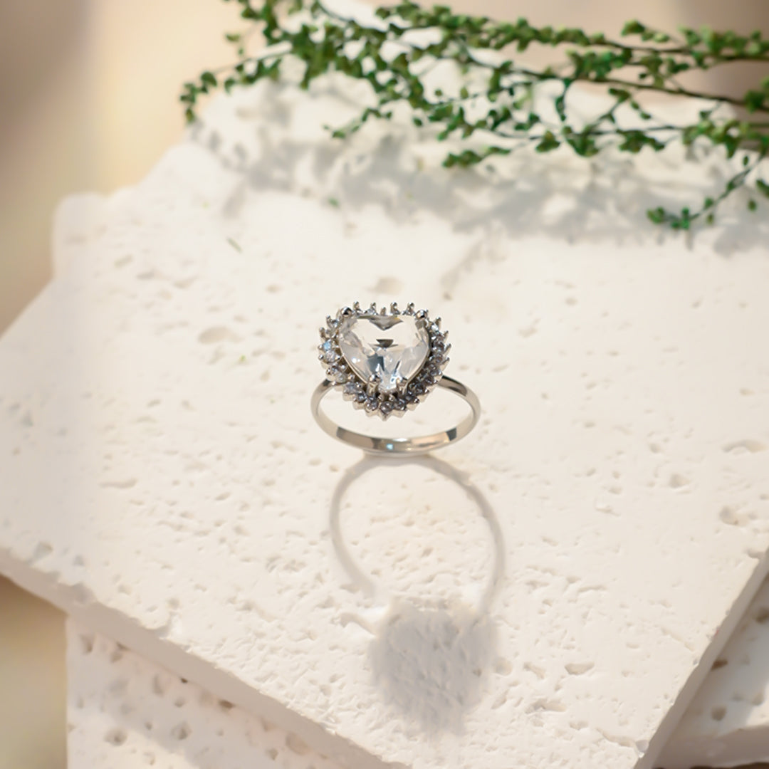 Heart Gem Silver Ring