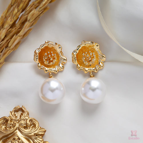 Baroque Pearl Flower Earrings