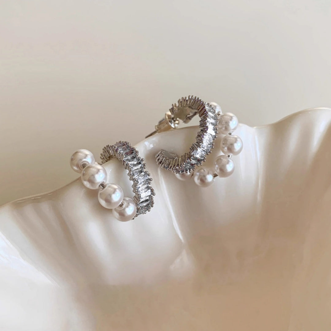 Celestial Pearl Huggies Earrings