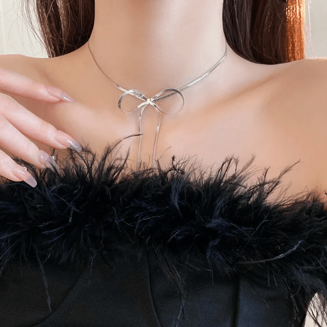 Silver Bow Statement Neckpiece