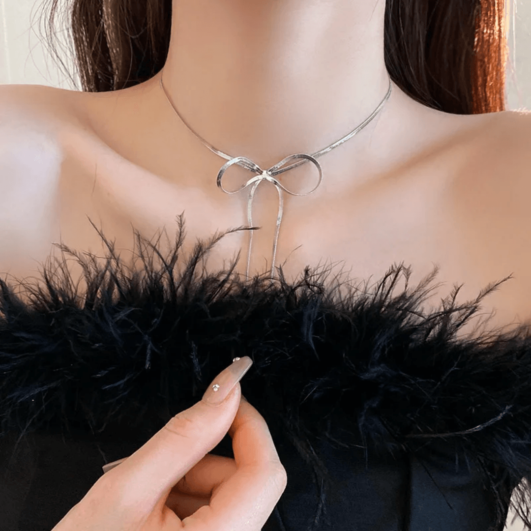 Silver Bow Statement Neckpiece