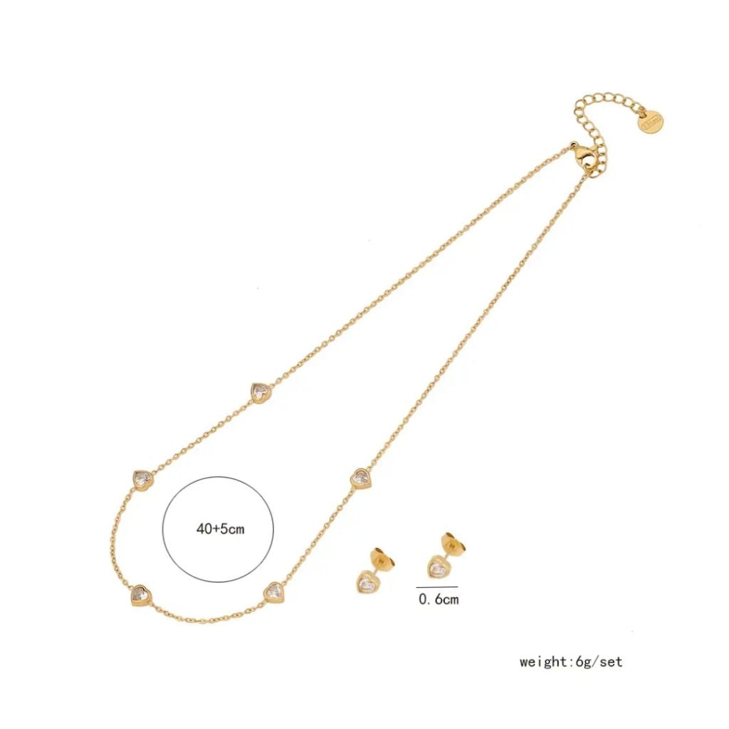 Heart Link Necklace And Earring
