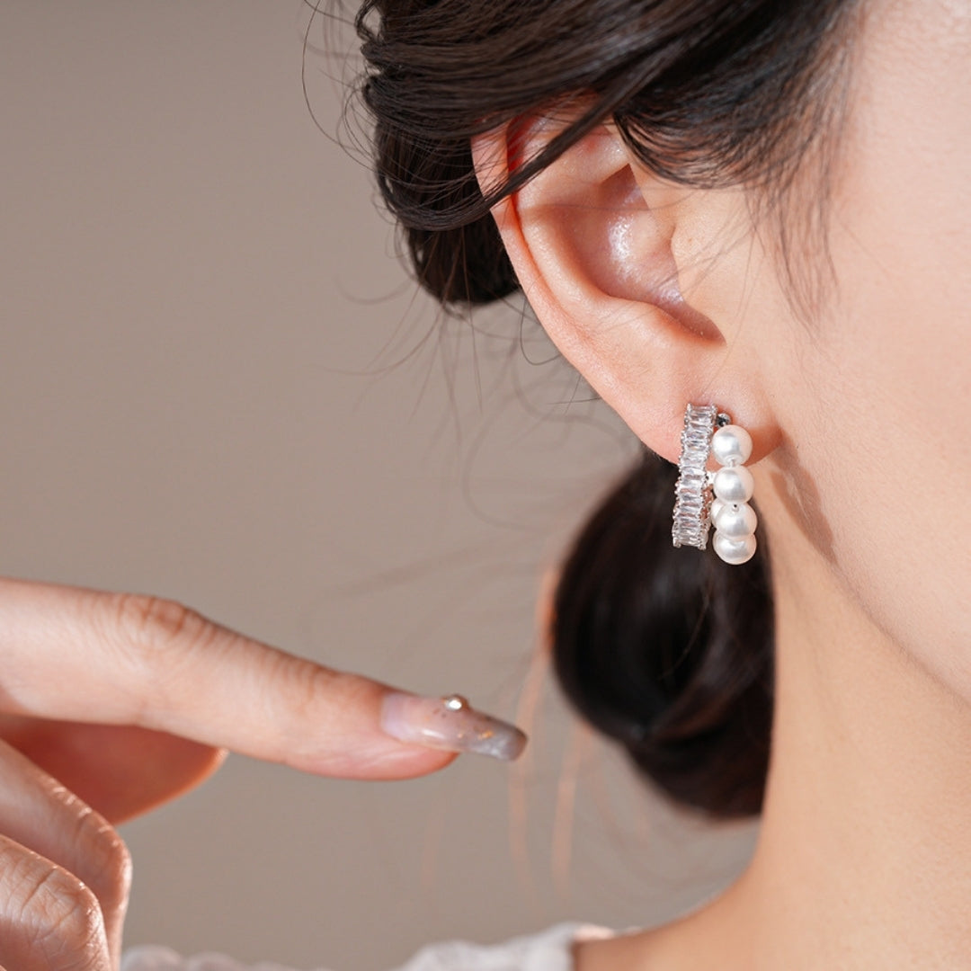 Celestial Pearl Huggies Earrings