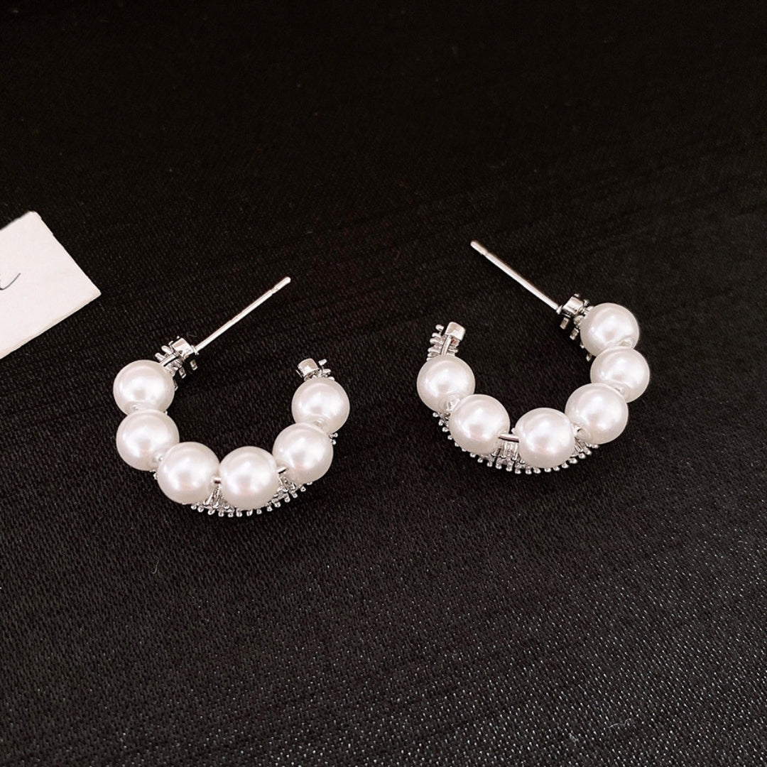 Celestial Pearl Huggies Earrings