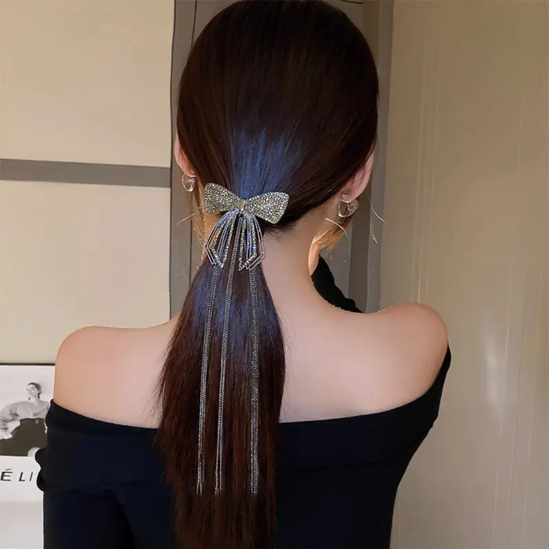Glitter Bow Ponytail Clip