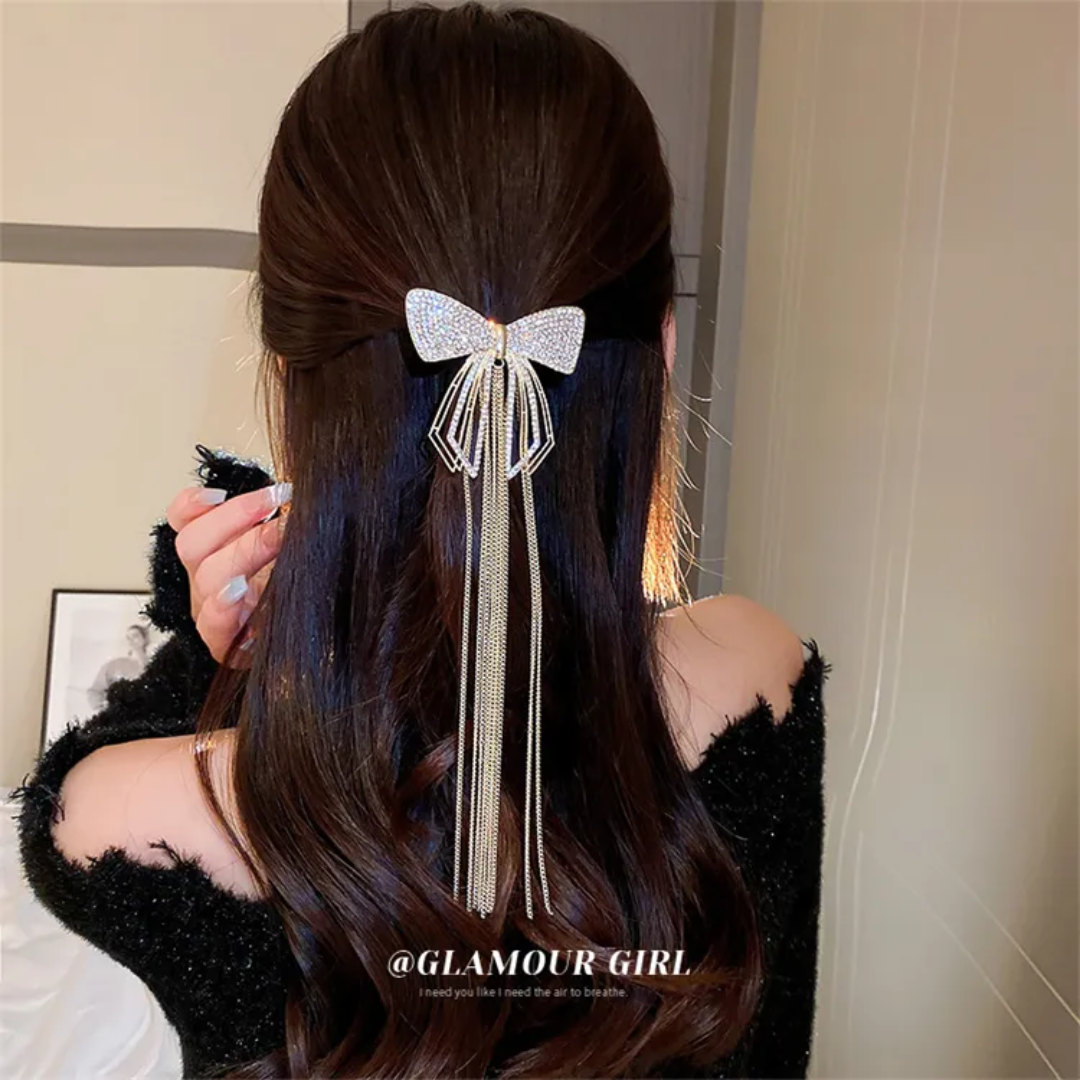 Glitter Bow Ponytail Clip